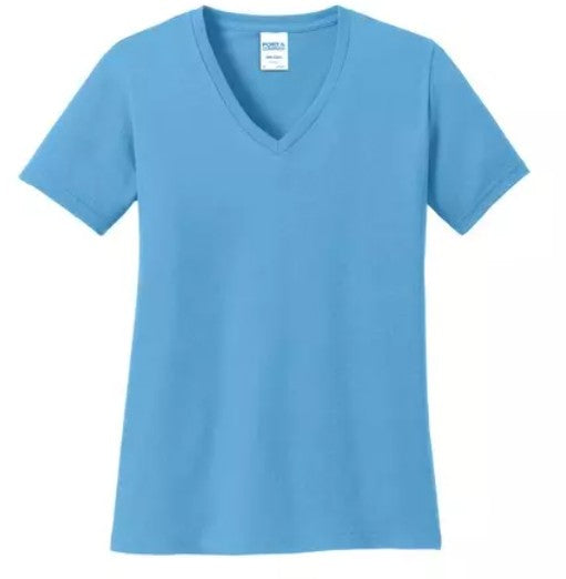 JAC05 ~ Ladies Port & Co. Cotton V Neck Tee   LPC54V
