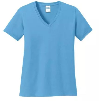 JAC05 ~ Ladies Port & Co. Cotton V Neck Tee   LPC54V