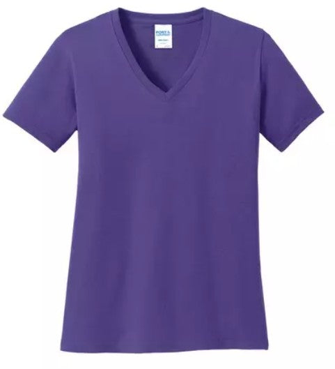 JAC05 ~ Ladies Port & Co. Cotton V Neck Tee   LPC54V